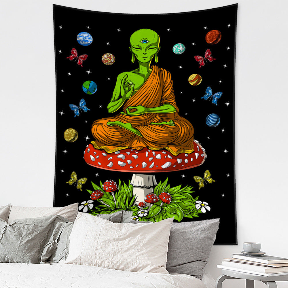 Black Mushroom Series Background Tapestry