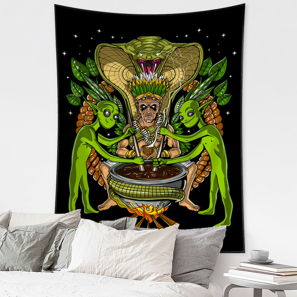 Black Mushroom Series Background Tapestry