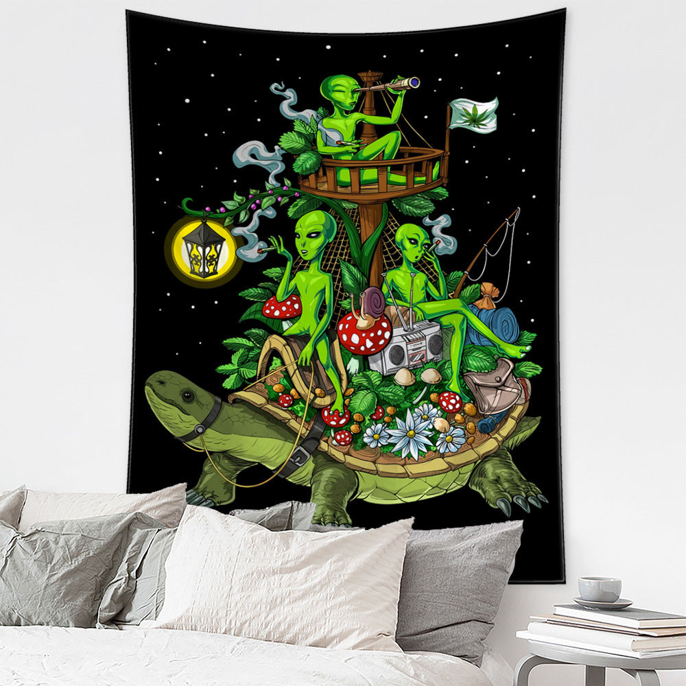 Black Mushroom Series Background Tapestry